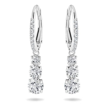 Swarovski Stilla Attract Trilogy earrings, white, rhodium plated on sale